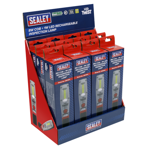 [LED1001DB] LED Twist Rechargeable Inspection Light 8W - Display Box of 12