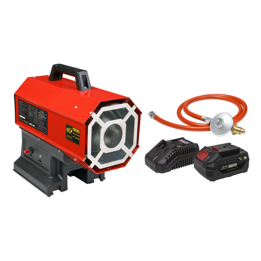 [LP69CCOMBO] Space Warmer® Propane Heater 30,000-68,000Btu/hr (9-20kW) 230V with 20V 4Ah Kit