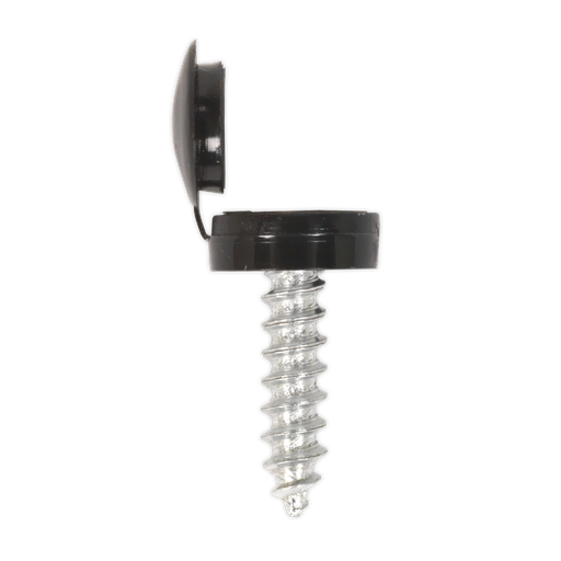 [NPBK50] Numberplate Screw with Flip Cap 4.2 x 19mm, Black - Pack of 50