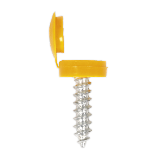 [NPY50] Numberplate Screw with Flip Cap 4.2 x 19mm, Yellow - Pack of 50