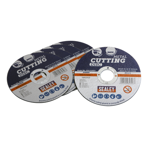 [PTC/115CT5] 115 x 1.6mm Cutting Disc 22mm Bore - Pack of 5