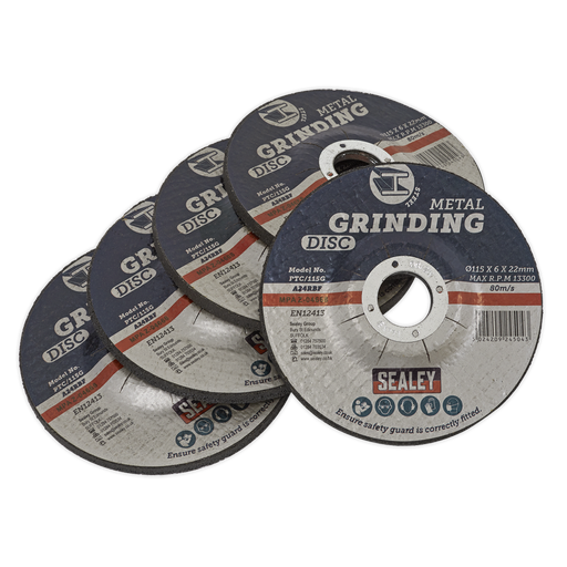 [PTC/115G5] 115 x 6mm Grinding Disc 22mm Bore - Pack of 5