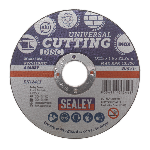 [PTC/115MC] 115 x 1.6mm Universal Cutting Disc 22mm Bore