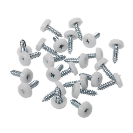 [PTNP1] Numberplate Screw with Plastic Enclosed Head 4.8 x 18mm, White - Pack of 50