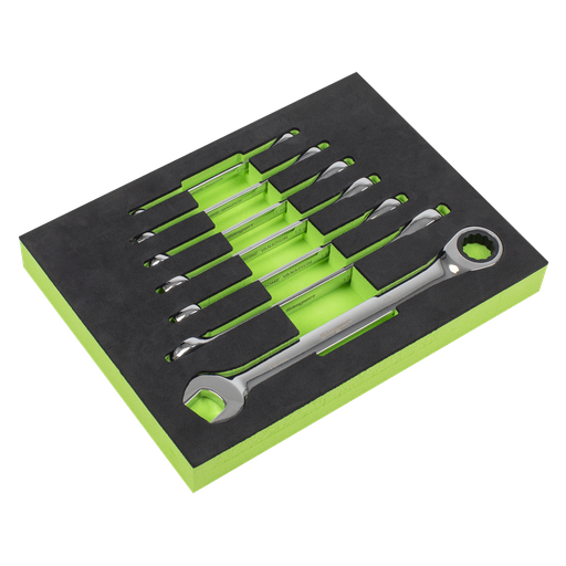 [S01142] Siegen Combination Ratchet Spanner Set with Tool Tray 7pc