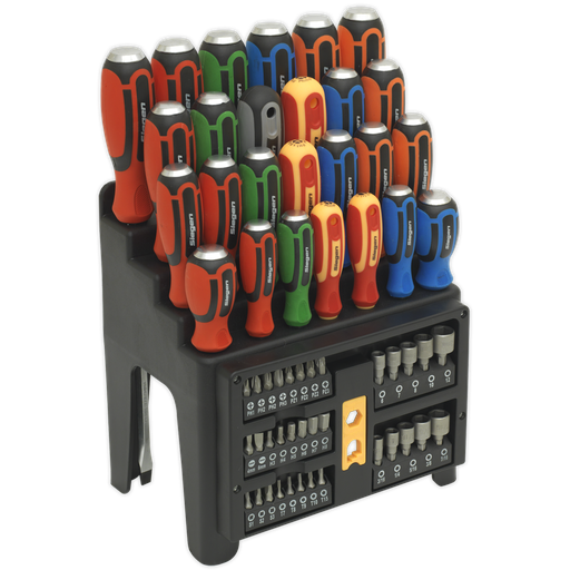 [S01153] Siegen Hammer-Thru Screwdriver, Bit & Nut Driver Set 61pc