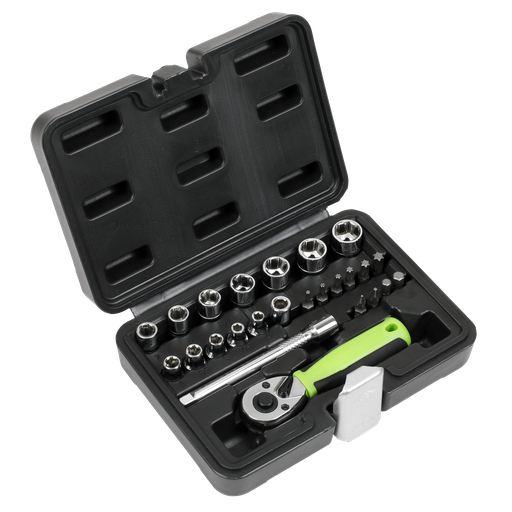 [S01233] Siegen Socket Set 1/4"Sq Drive 25pc
