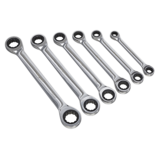 [S0636] Siegen Double End Ratchet Ring Spanner Set 6pc