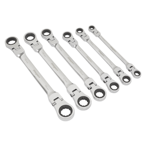 [S0806] Siegen Flexi-Head Double End Ratchet Ring Spanner Set 6pc