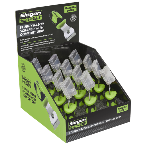 [S0883] Siegen Razor Scraper with Comfort Grip Stubby - Display Box of 12
