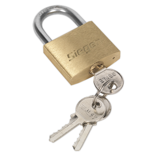[S0987] Siegen Brass Body Padlock with Brass Cylinder 40mm