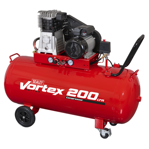 [SAC1203B] 200L Belt Drive Air Compressor with Cast Cylinders & Wheels 3.5hp
