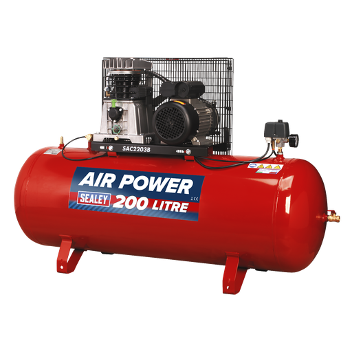 [SAC2203B] 200L Belt Drive Air Compressor with Cast Cylinders 3hp