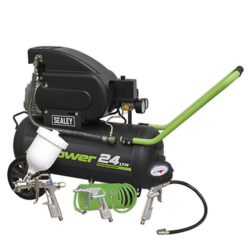 [SAC2420EPK] 24L Direct Drive Air Compressor 2hp with 4pc Air Accessory Kit