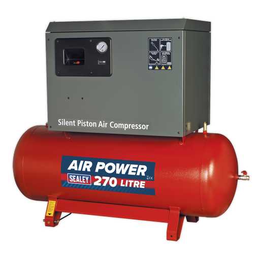[SAC42755BLN] 270L Low Noise Belt Drive Air Compressor with Cast Cylinders 5.5hp 3ph 2-Stage