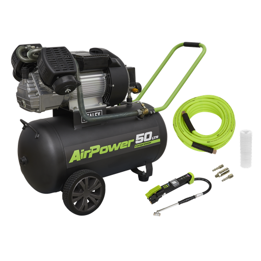 [SAC5030VEKIT] 50L V-Twin Direct Drive Air Compressor 3hp with Air Accessory Kit