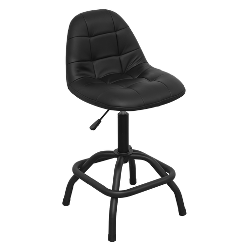 [SCR01B] Premier Industrial Pneumatic Workshop Stool with Adjustable Height Swivel Seat & Back Rest