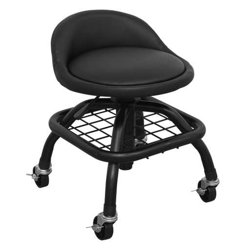 [SCR02B] Premier Industrial Pneumatic Creeper Stool with Adjustable Height Swivel Seat & Back Rest
