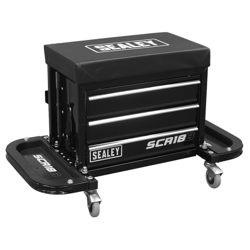 [SCR18B] Mechanic's Utility Seat & Toolbox - Black
