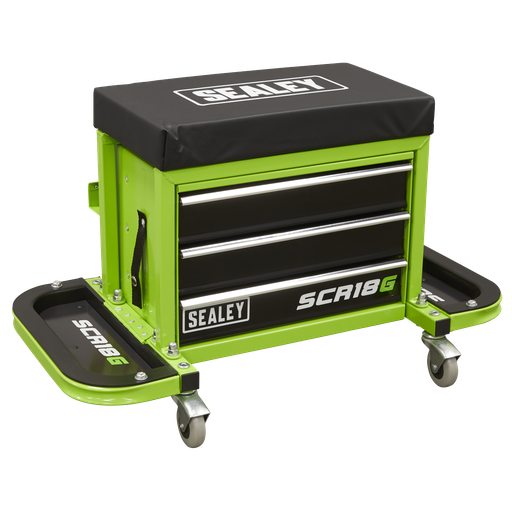 [SCR18G] Mechanic's Utility Seat & Toolbox - Green