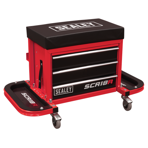 [SCR18R] Mechanic's Utility Seat & Toolbox - Red