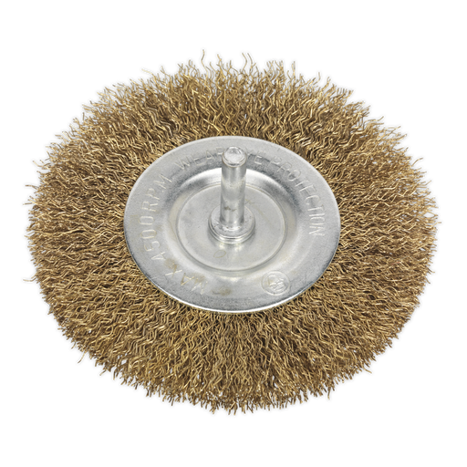 [SFB100] 100mm Crimped Flat Wire Brush with 6mm Shaft