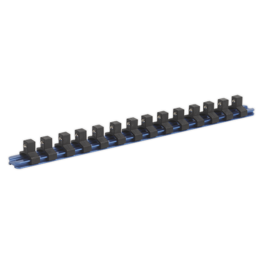 [SR3814] Premier Aluminium Socket Retaining Rail with 14 Clips 3/8"Sq Drive
