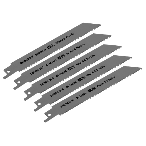 [SRBR622HF] Reciprocating Saw Blade for Wood & Plastics 150mm 10tpi - Pack of 5