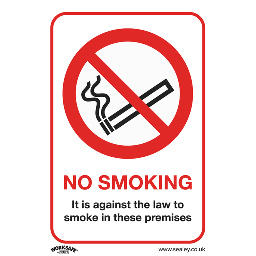 [SS12P1] Worksafe® No Smoking On Premises Safety Sign - Rigid Plastic