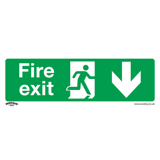 [SS22P10] Worksafe® Fire Exit (Down) Safety Sign, Rigid Plastic - Pack of 10