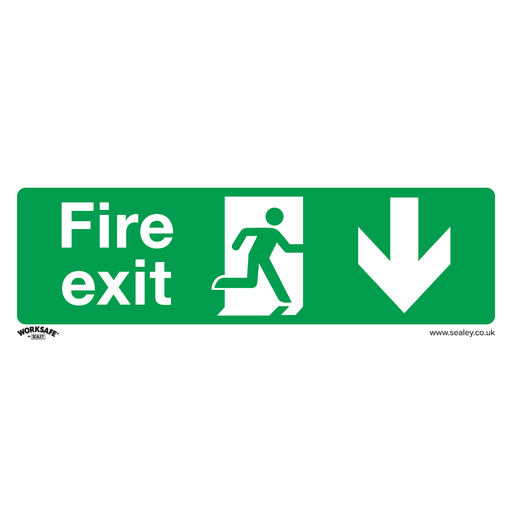 [SS22V10] Worksafe® Fire Exit (Down) Safety Sign, Self-Adhesive Vinyl - Pack of 10