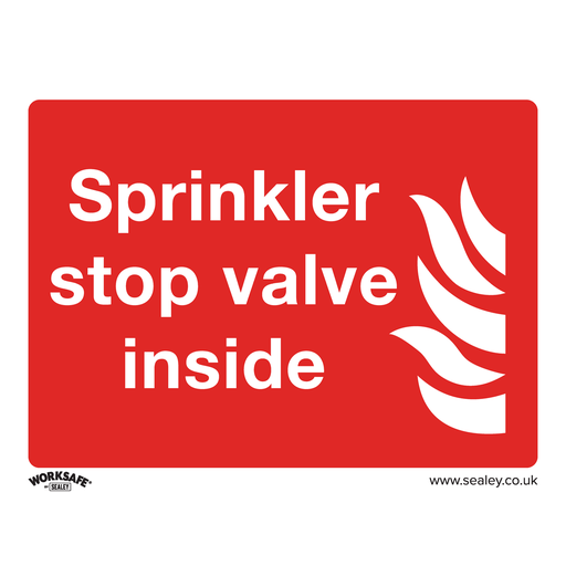[SS23V10] Worksafe® Sprinkler Stop Valve Safety Sign, Self-Adhesive Vinyl - Pack of 10
