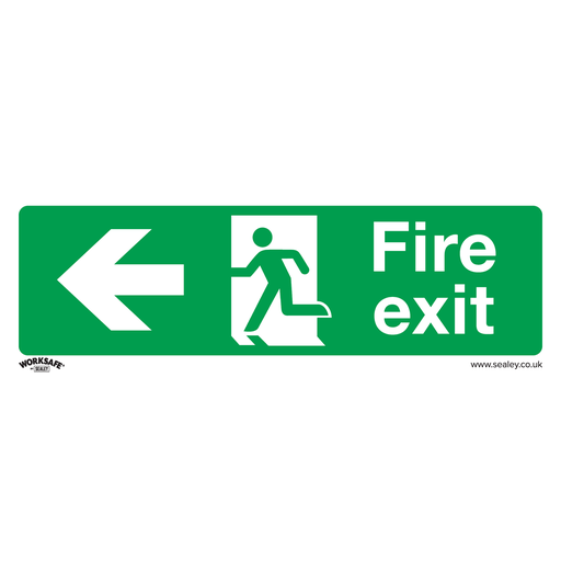 [SS25V10] Worksafe® Fire Exit (Left) Safety Sign, Self-Adhesive Vinyl - Pack of 10