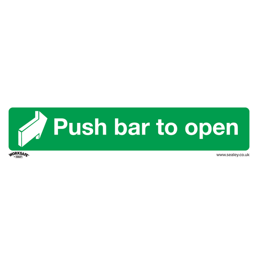 [SS29V10] Worksafe® Push Bar To Open Safety Sign, Self-Adhesive Vinyl - Pack of 10