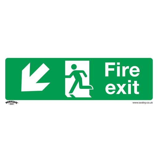 [SS34P10] Worksafe® Fire Exit (Down Left) Safety Sign, Rigid Plastic - Pack of 10