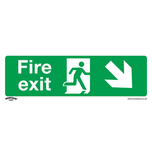 [SS36V10] Worksafe® Fire Exit (Down Right) Safety Sign, Self-Adhesive Vinyl - Pack of 10
