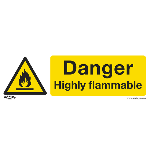[SS45V1] Worksafe® Danger Highly Flammable Safety Sign - Self-Adhesive Vinyl