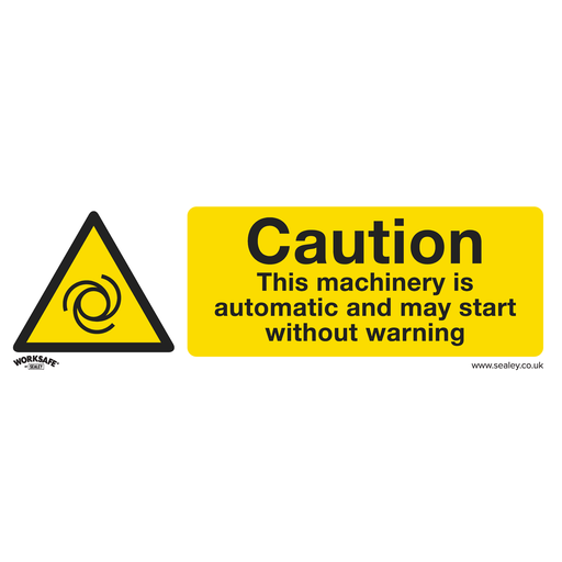 [SS47P10] Worksafe® Caution Automatic Machinery Safety Sign, Rigid Plastic - Pack of 10