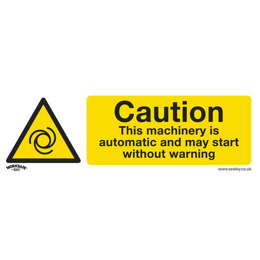 [SS47V1] Worksafe® Caution Automatic Machinery Safety Sign - Self-Adhesive Vinyl