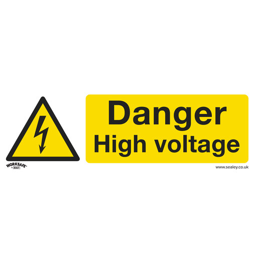 [SS48V10] Worksafe® Danger High Voltage Safety Sign, Self-Adhesive Vinyl - Pack of 10