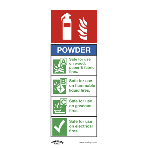 [SS52V1] Worksafe® Powder Fire Extinguisher Safety Sign - Self-Adhesive Vinyl