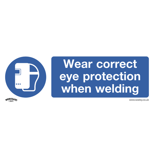 [SS54V10] Worksafe® Wear Eye Protection When Welding Safety Sign, Self-Adhesive Vinyl - Pack of 10