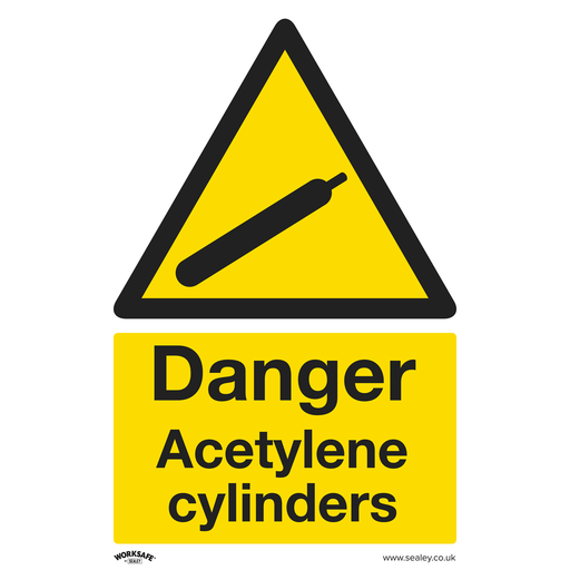 [SS63V10] Worksafe® Danger Acetylene Cylinders Safety Sign, Self-Adhesive Vinyl - Pack of 10