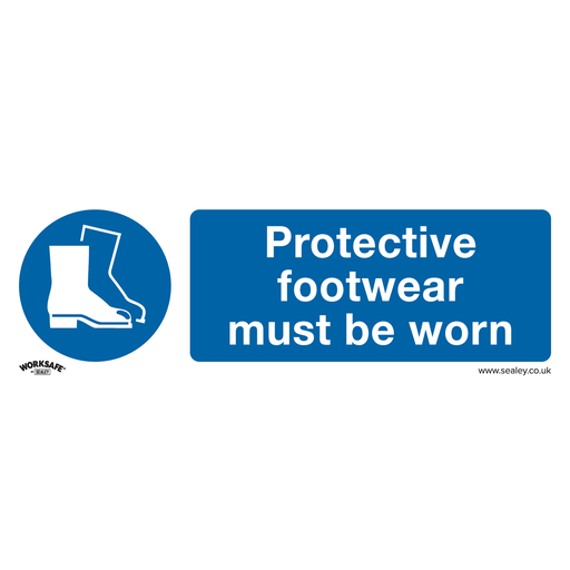 [SS7P10] Worksafe® Protective Footwear Must Be Worn Safety Sign, Rigid Plastic - Pack of 10