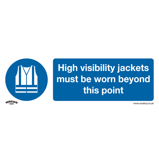 [SS9V10] Worksafe® High Visibility Jackets Must Be Worn Beyond This Point Safety Sign, Self-Adhesive Vinyl - Pack of 10