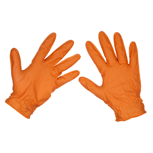 [SSP56XL] Diamond Grip Extra-Thick Nitrile Powder-Free Gloves, Orange, X-Large - Pack of 50