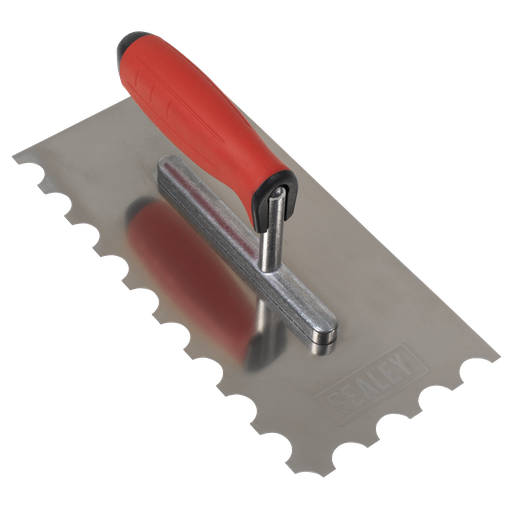 [T6701] Stainless Steel Semicircle Tooth Trowel with Rubber Handle & Aluminium Foot 270mm