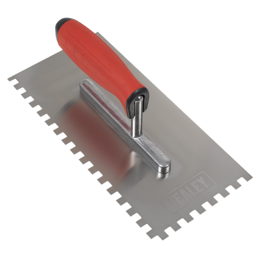 [T7808] Stainless Steel 8mm Notched Trowel with Rubber Handle 270mm