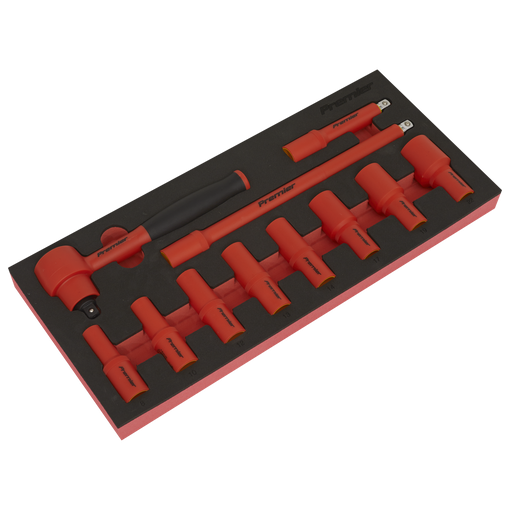 [TBTE01] Premier Insulated Socket Set with Tool Tray 3/8"Sq Drive 11pc - VDE Approved