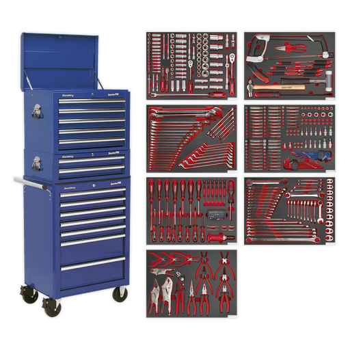 [TBTPCOMBO5] Superline PRO® Tool Chest Combination 14 Drawer with 446pc Tool Kit - Blue